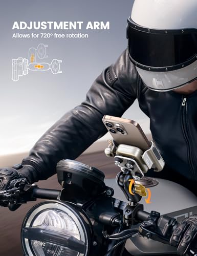 Lamicall Motorcycle Phone Mount Holder - [All Metal] [Anti Shake] - color: Gold