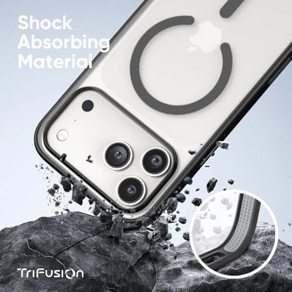 FLOLAB Surtect Tri-Fusion Magnetic for iPhone 17 Pro Case Protective Slim Design Magsafe Compatible Military Grade - Black Matte Translucent - color: Black Matte Translucent, size: iPhone 17 Pro