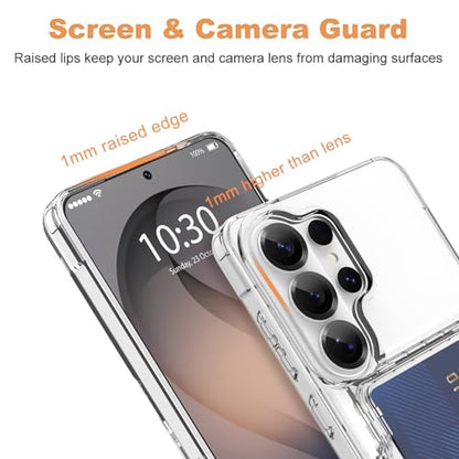 Wallet Case for Samsung Galaxy S26 Ultra with 3 Credit Card Holder | Slot Shockproof Hybrid Heavy Duty Protection Clear Phone Cover Compatible with Galaxy S26 Ultra 6.9 Inch (Clear) - color: Clear, size: Samsung Galaxy S26 Ultra