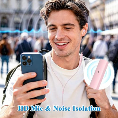 ACANDYA MFi-Certified Lighting Earbuds for iPhone 14 13 12 11 Pro Max Pink - color: Pink
