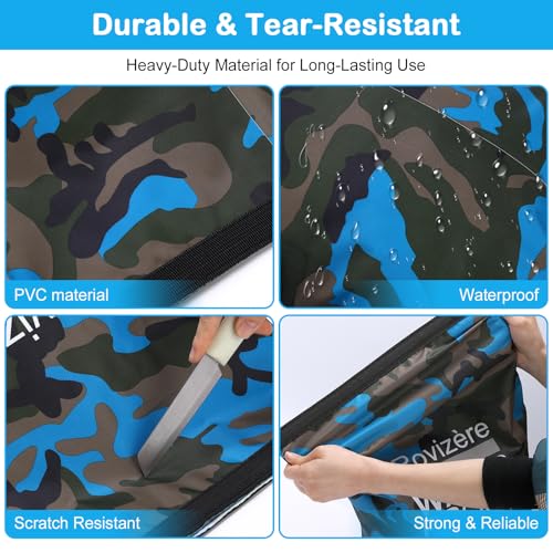 15L Waterproof Dry Bag, Camouflage Blue | Roll Top with Reflective Strip, Phone Pouch & Emergency Whistle, Backpack with Shoulder Strap, Lightweight Heavy Duty - color: Camouflage blue, size: 15L