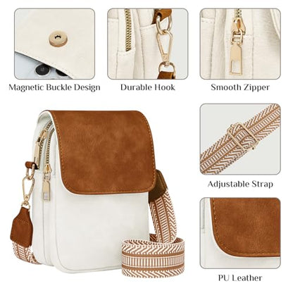 Fashion Small Crossbody Bags for Women Trendy Designer Cell Phone Purses | Adjustable Straps,with Card Holder,Detachable Wristlet Strap,small Cross Body Bag for Woman,Mini Bags,Travel Purse,Work,Gym - color: Whitebrown