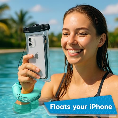 Waterproof Phone & Camera Float Wrist Strap for Underwater | Waterproof Float Strap Compatible with GoPro Hero 13, Insta360 X4, DJI Action 5 Pro, iPhone, OM System TG-7 & Kodak WPZ2 - color: Turquoise Splash