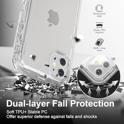 Follaroma for iPhone 11 Case, 6.1 inch, Crystal Clear | Heavy Duty Shockproof Protection Phone Cases, Anti-Drop, Military Grade Dual Layer Transparent Rugged Protective Cover - color: Clear, size: iPhone 11 6.1’