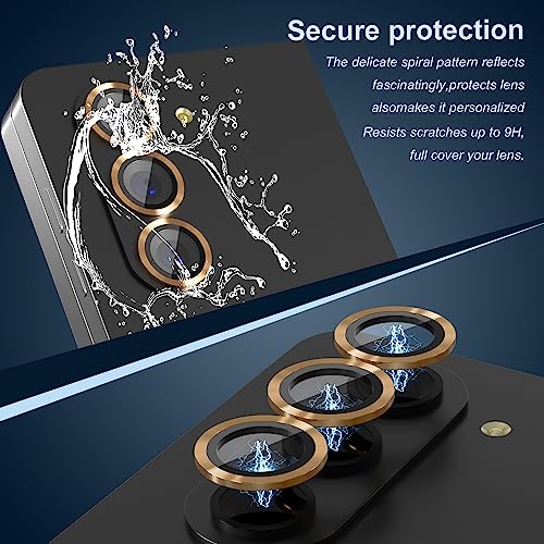 Suoman for Samsung Galaxy Z Fold 5 Camera Lens Protector, Metal Texture Style Tempered Glass Camera Lens Cover [Metal CD Lines]- Gold - color: Gold