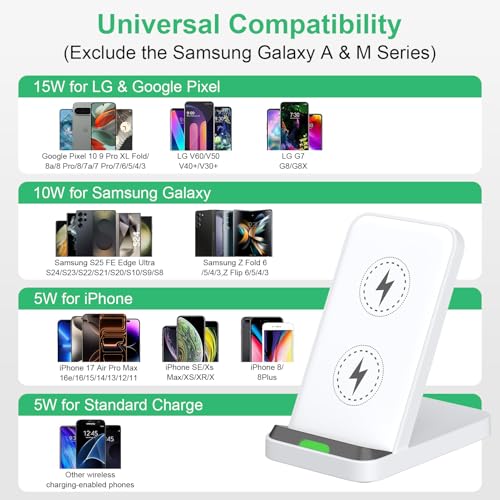Wireless Charger for Samsung S26 Ultra S26+ S26, 15W Android Phone Stand - color: White