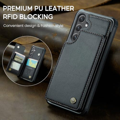 Kowauri for Samsung Galaxy S23 FE Case, PU Leather Wallet Case for Women Men with RFID Blocking Card Holder Slot Magnetic Closure Shockproof Protective Phone Cover for Samsung Galaxy S23 FE,Black - color: Black
