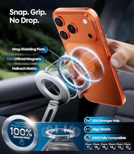 Wigoo Vacuum Magnetic Phone Holder for Car for Magsafe, Silver - color: Silver
