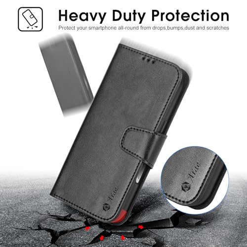 Arae Compatible with iPhone Air Case Wallet with Card Holder, Wristlet Strap Wallet Flip Cover for iPhone Air 6.5 inch Men/Women, RFID Blocking, Kickstand, Black - color: Black, size: iPhone Air 6.3 inch