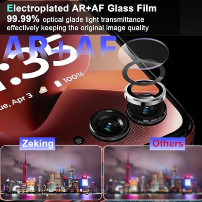 Zeking (2 Set) for Motorola Razr 60/ Razr 2025 Camera Lens Protector, Scratch-Resistant HD Clarity Ultra-Thin 9H Tempered Glass with Aluminum Edging, Individual Metal Lens Cover (Silver) - color: Silver