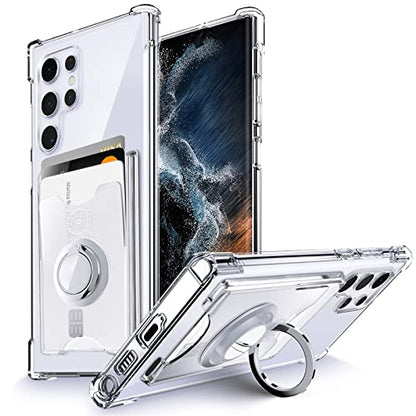 Shields Up for Samsung Galaxy S22 Ultra Case with Card Holder Stand, Clear - color: Clear, size: Galaxy S22 Ultra