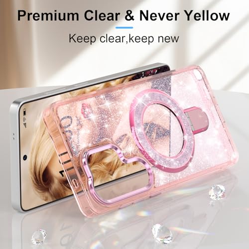 WATACHE for Samsung Galaxy S26 Ultra Case, Glitter Sparkle Bling Heavy Duty Shockproof Protective Phone Case with Kickstand, Anti-Scratch Clear Pink Cover - color: Clear Pink, size: s26 ultra case