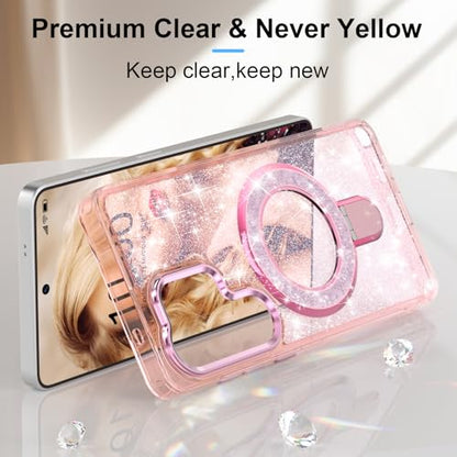 WATACHE for Samsung Galaxy S26 Ultra Case, Glitter Sparkle Bling Heavy Duty Shockproof Protective Phone Case with Kickstand, Anti-Scratch Clear Pink Cover - color: Clear Pink, size: s26 ultra case