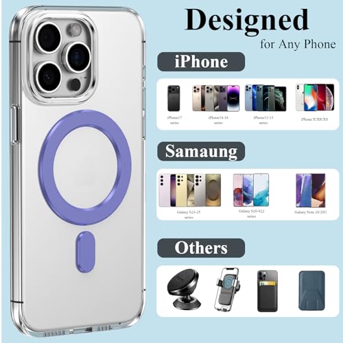 for MagSafe Ring, 2 PCS Magnet Sticker Magnetic Adapter Ring - color: Purple