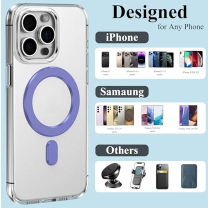 for MagSafe Ring, 2 PCS Magnet Sticker Magnetic Adapter Ring - color: Purple