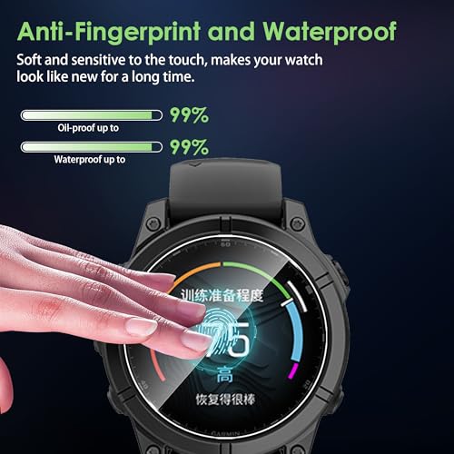 Compatible for Garmin Fenix E 47mm screen protector, Anti-Scratch Tempered Glass flim, Case Friendly, HD Ultra, 3 PACK - size: Garmin Fenix E 47