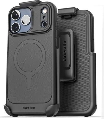 Encased Thin Armor for iPhone 17 Pro Case with Belt Clip Holster | Slim Flexible TPU Cover (Compatible with MagSafe) Black - size: iPhone 17 Pro
