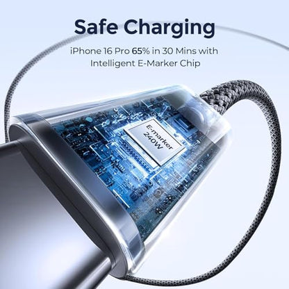 LISEN 240W USB C to USB C Cable, PS/2 Charging Cable (10FT+10FT) - color: Black, size: 10FT+10FT