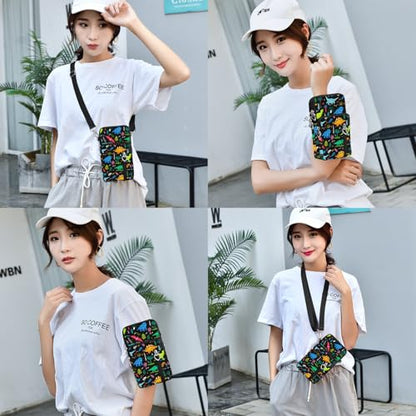 BIAOTIE Lightweight Small Crossbody bags Cell Phone Purses Travel Pouch Shoulder Bag for Women - color: Black Dinosaur