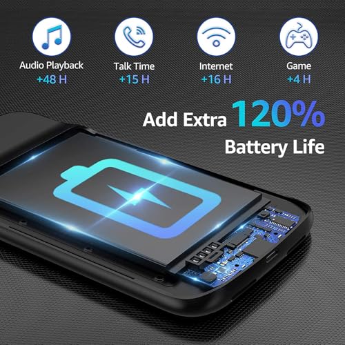 Battery Case for Galaxy S24 Ultra, 12000mAh High-Capacity Protective Rechargeable Extended Charger Case Compatible Magsafe with Galaxy S24 Ultra(6.8 inch) Wireless Charging Cover & Carplay (Black) - size: Galaxy S24 Ultra