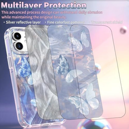 Compatible with iPhone 11 Case,with [Shockproof Protective][Camera Protection] Cute Butterfly Aesthetic Phone Cover Anti-Yellowing Soft Slim Cover for Women Girl-Blue - color: Blue Butterfly, size: iPhone 11