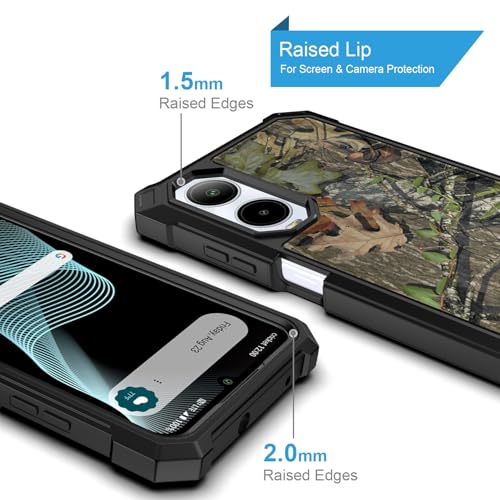for Cricket Debut S3 Phone Case (U572AC)/AT&T Vista 2 (U572AA) w/[Built-in Screen Protector] Dual Layer Shockproof [Military-Grade][Full-Body] Protective Cover for Teen Women Man Hunt Tree Camo Leaf - color: BLD IN TREE BROWN