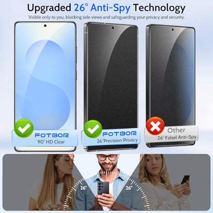 Fotbor [Ultra-Shield 26° True Privacy Screen Protector for Samsung Galaxy S25 Ultra (2-Pack), Ultrasonic Fingerprint Compatible, 9H+ Elite Matte AG Etched Glass, [Installation Master Kit] - size: Samsung Galaxy S25 Ultra-6.9 inch