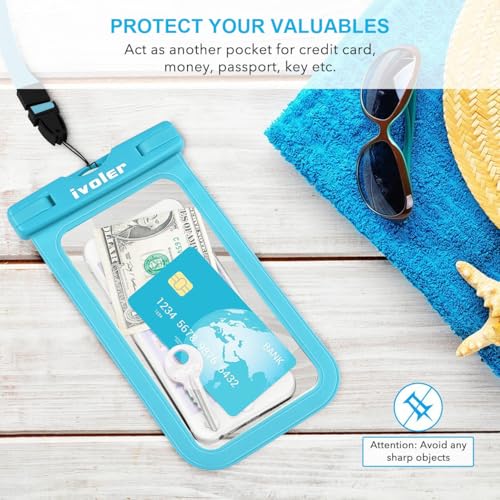 ivoler 2-Pack Waterproof Fanny Pack & Phone Pouch, Dry Bag for Passport, Phone & Wallet, Floating Waterproof Phone Case for Beach, Swimming, Kayaking, Boating, Cruise Essentials & Travel Blue - color: Blue