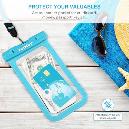ivoler 2-Pack Waterproof Fanny Pack & Phone Pouch, Dry Bag for Passport, Phone & Wallet, Floating Waterproof Phone Case for Beach, Swimming, Kayaking, Boating, Cruise Essentials & Travel Blue - color: Blue