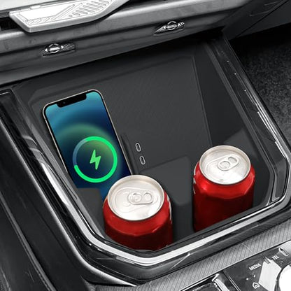 smabee 2 in 1 Wireless Charging Cup Holder Organizer for BMW X3 2025 2026 - size: 2 in 1 Wireless Charging Cup Holder Cover