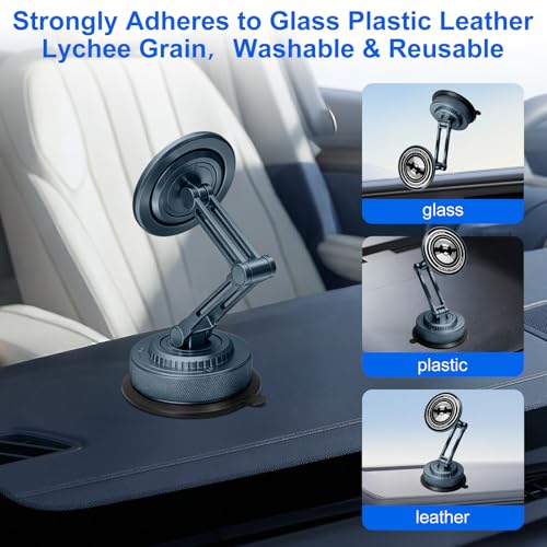 PIEPIE All-Metal Alloy Long Arm Magnetic Suction Cup Car Phone Mount Holder - color: Navy Deep Blue