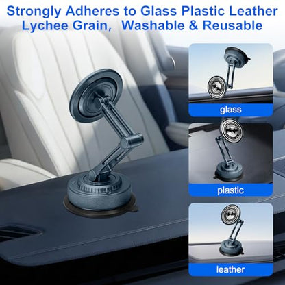 PIEPIE All-Metal Alloy Long Arm Magnetic Suction Cup Car Phone Mount Holder - color: Navy Deep Blue