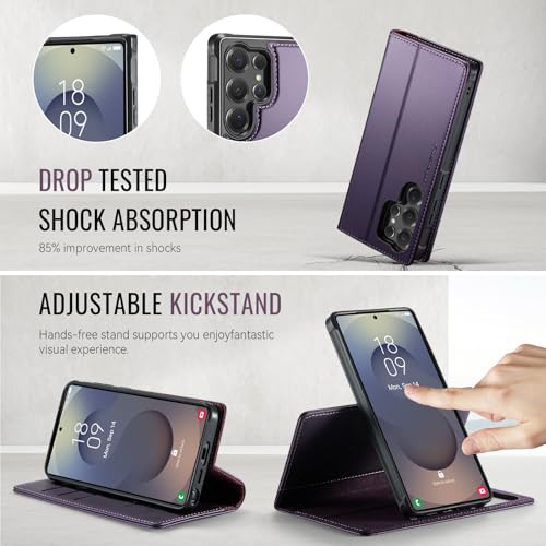 for Samsung Galaxy S26 Ultra 2in1 Detachable Wallet Case, Purple | Compatible with Magsafe, Magnetic, RFID Blocking Card Holder, Shockproof, Kickstand, Wireless Charging, PU Leather Flip Cover - color: (Detachable 2 in 1)-Purple, size: Galaxy S26 Ultra