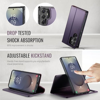 for Samsung Galaxy S26 Ultra 2in1 Detachable Wallet Case, Purple | Compatible with Magsafe, Magnetic, RFID Blocking Card Holder, Shockproof, Kickstand, Wireless Charging, PU Leather Flip Cover - color: (Detachable 2 in 1)-Purple, size: Galaxy S26 Ultra