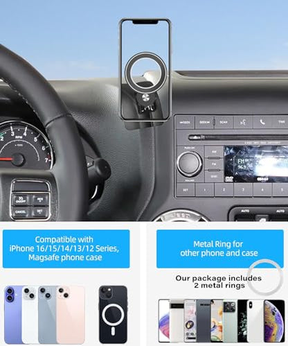 Magnetism Car Phone Holder for 2011-2017 Jeep Wrangler JK JKU Accessories - size: for 2011-2017 Jeep Wrangler JK JKU