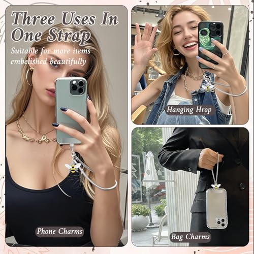 Phone Wrist Strap Phone Charm Strap Metal Phone Chain Tab Welding Process not Easy to Break - color: Round Bee