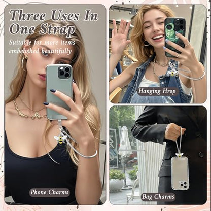 Phone Wrist Strap Phone Charm Strap Metal Phone Chain Tab Welding Process not Easy to Break - color: Round Bee
