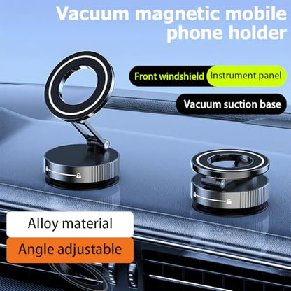 HZEL Car Vacuum Magnetic Phone Holder, Suction Cup Foldable Vehicle Smartphones Mount, 360° Rotatable Adjustable Automotive Cellphone Stand Accessories, Universal for SUV, Sedan, Truck (Silver) - color: Silver
