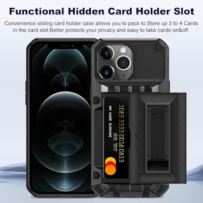 SAMONPOW for iPhone 12 Pro Max Case Wallet with Card Holder [4 Cards] & Stand & Military-Grade Protection Heavy Duty Shockproof Hidden Card Slot Wallet Phone Case for iPhone 12 Pro Max for Women Men - size: for iPhone 12 Pro Max
