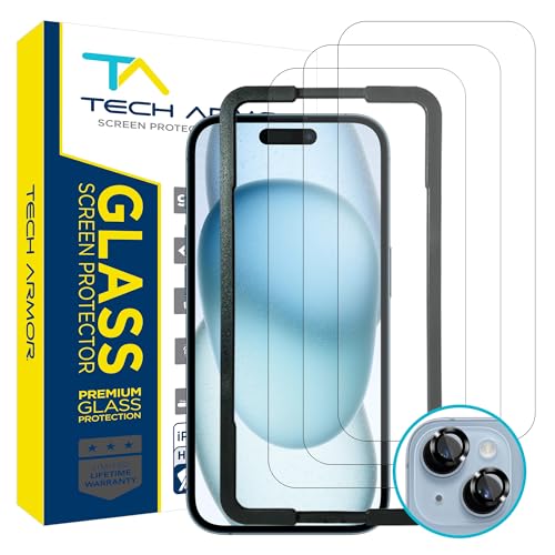 Tech Armor Screen Protector for iPhone 15 Plus, Ballistic Glass, 3-Pack - size: iPhone 15 Plus-6.7 Inch