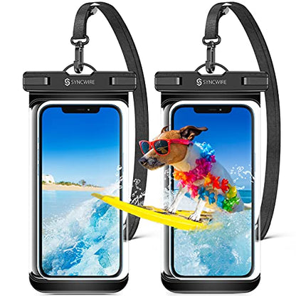 SYNCWIRE [2-Pack Waterproof Case IPX8 Universal Waterproof Phone Pouch Dry Bag Waterproof Phone Case for iPhone 15/14/13/12/11 Pro XS MAX XR X 8 7 6 Samsung S23 S22 S20 and More Up to 7 Inches - color: Transparent