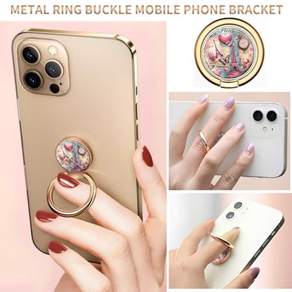 Cell Phone Ring Holder, Cute Metal Phone Grip Stand Finger Ring Kickstand, Flexible 360°Rotation Phone Tablet Case Accessories Compatible with Most Phones Pink Paris Eiffel - color: Pink Paris Eiffel
