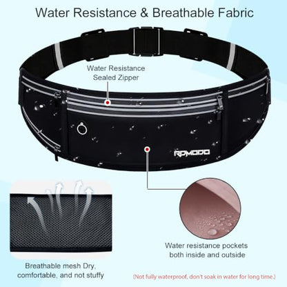 Running Belt with Foldable Water Bottle Holder for Women Men, Black - color: 06-Jet Black