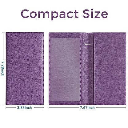 CoBak Checkbook Cover for Women & Men - PU Leather Case with RFID Blocking | Classic Design Check Book Holder for Personal and Business - color: Purple