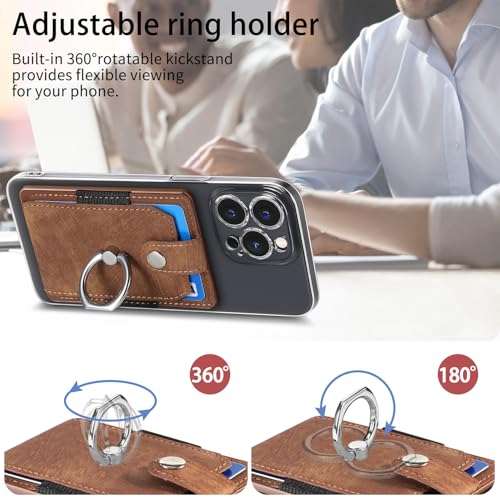 Cell Phone Card Holder, Stick-On RFID Wallet Credit Card Holder Brown - color: Brown