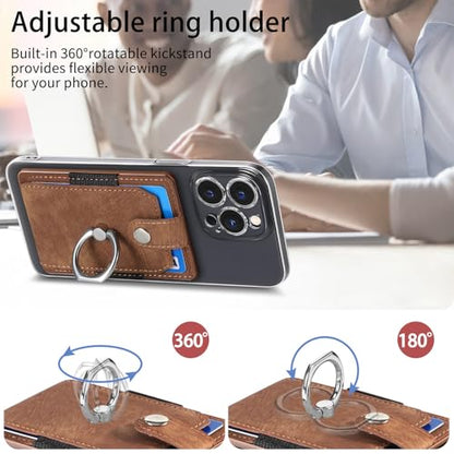 Cell Phone Card Holder, Stick-On RFID Wallet Credit Card Holder Brown - color: Brown