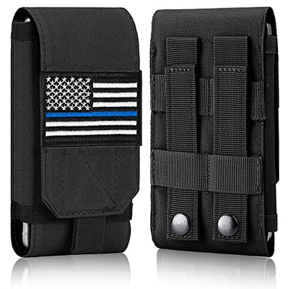 Tactical Molle Phone Case, Heavy Duty Loop Belt Holster Pouch with Flag Patch for iPhone 17 Pro Max/16 Pro Max/16 Plus/16 Pro/16/15 Pro Max/14 Pro Max/13 Pro Max, for Galaxy S24 Ultra - color: Black