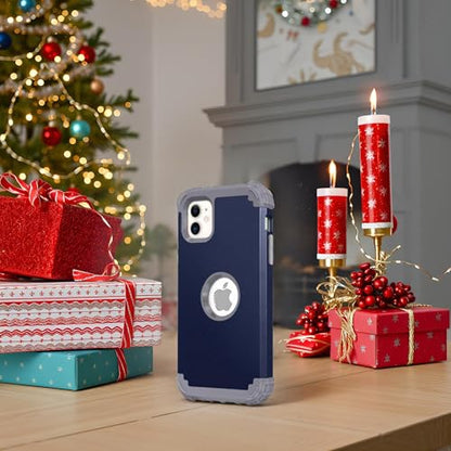 IDweel for iPhone 11 Case with Screen Protector(Tempered Glass), Hybrid 3 in 1 Shockproof Slim Fit Heavy Duty Protection Hard PC Cover Soft Silicone Bumper Full Body Case for iPhone 11 6.1 Inch, Blue - color: Blue