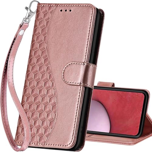 for Samsung Galaxy A14 5G Wallet case, Rose Gold | 3 Card Holders, Kickstand, Shockproof TPU Shell, PU Leather, Magnetic Closure, Protective Flip Folio Cover, Women - color: 5