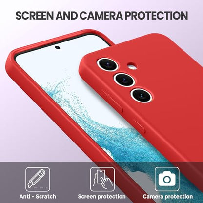 Slim case for Samsung Galaxy S24 5g, Liquid Silicone Cover for Galaxy S24 2024 SM-S921U / S921W Shockproof Protective Soft Rubber, Red - color: Red